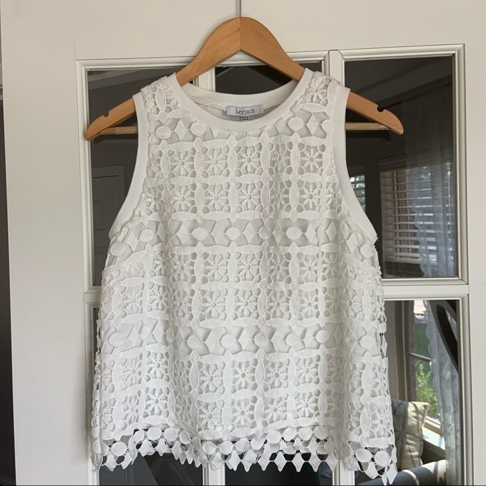 Lucy Paris Crochet Lace Overlay Tank Top XS